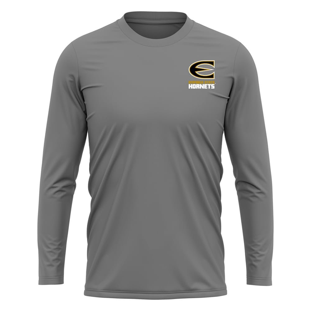 Campus Lab Emporia State University Adult Men's Sport Long Sleeve Left Chest Logo, Charcoal, Small