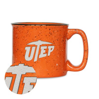 Rico Industries NCAA Texas-El Paso Miners - UTEP Speckle 12oz Laser Engraved Campfire Mug