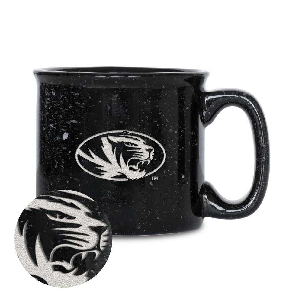 Rico Industries NCAA Missouri Tigers Speckle 12oz Laser Engraved Campfire Mug