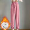 NATHGAM Womens Sweatpants Winter Warm Fleece Lined Lounge Pants High Waist Jogger Long Pants Lightweight Comfy Fashion Y2K Street American Style Trousers view 2