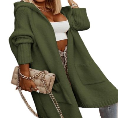 Udeniy Womens Trendy Cardigan Winter 2023 Plus Size Open Front Long Sleeve Casual Chunky Knit Outerwear with Pockets A-Green