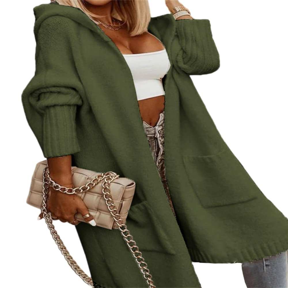 Udeniy Womens Trendy Cardigan Winter 2023 Plus Size Open Front Long Sleeve Casual Chunky Knit Outerwear with Pockets A-Green