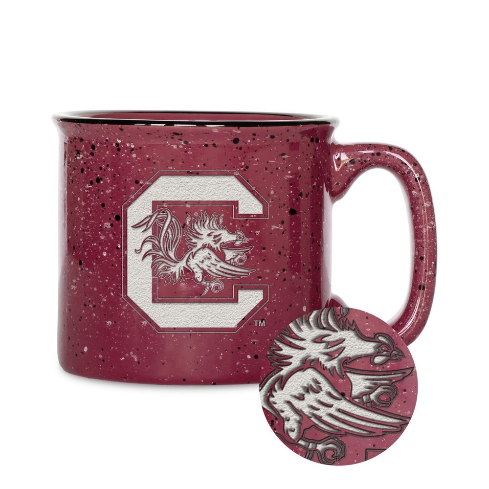 Rico Industries NCAA South Carolina Gamecocks Speckle 12oz Laser Engraved Campfire Mug
