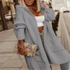 Udeniy Womens Trendy Cardigan Winter 2023 Plus Size Open Front Long Sleeve Casual Chunky Knit Outerwear with Pockets A-Grey view 2