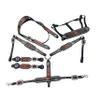 MOUSM Genuine Argentina Cow Leather Headstall Breast CollarSet Decorated with Hand Tooled and Carving and Multicolour Conchos view 1
