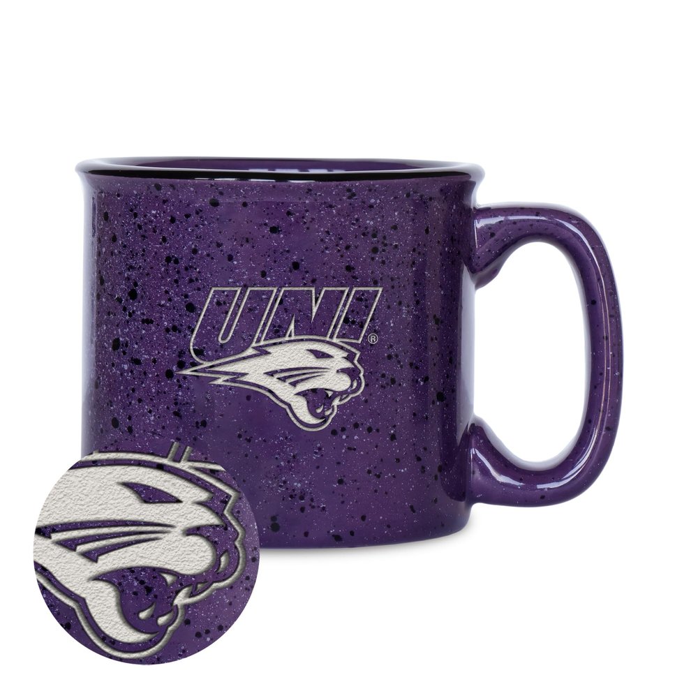 Rico Industries NCAA Northern Iowa Panthers Speckle 12oz Laser Engraved Campfire Mug