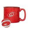 Rico Industries NHL Hockey Carolina Hurricanes Red Speckle 12oz Laser Engraved Campfire Mug view 1