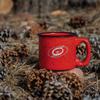 Rico Industries NHL Hockey Carolina Hurricanes Red Speckle 12oz Laser Engraved Campfire Mug view 3
