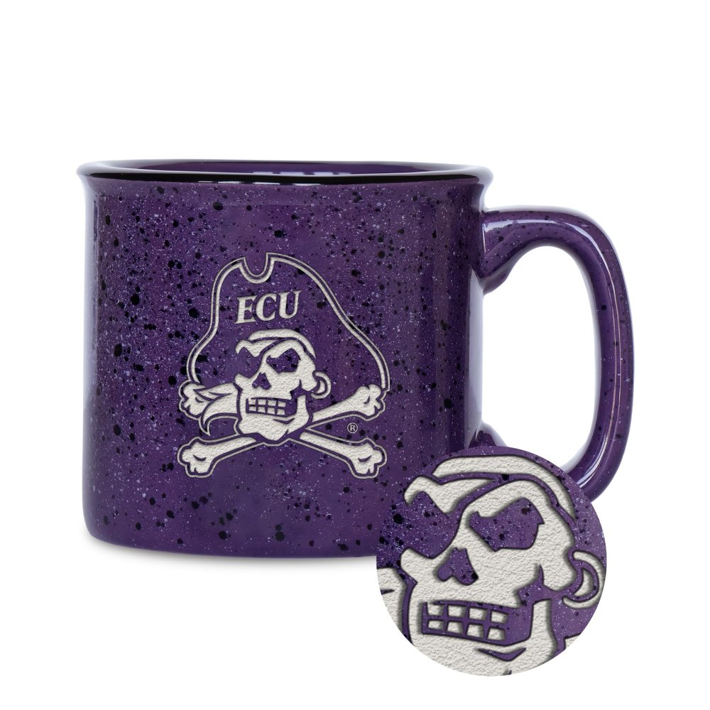 Rico Industries NCAA East Carolina Pirates Speckle 12oz Laser Engraved Campfire Mug