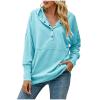 Women Hoodies Oversized Sweatshirt Casual Long Sleeve Button down Shirts Pullover Tops Fashion Fall Outfits 2023 Blouse Blue view 1