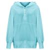 Women Hoodies Oversized Sweatshirt Casual Long Sleeve Button down Shirts Pullover Tops Fashion Fall Outfits 2023 Blouse Blue view 2