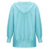Women Hoodies Oversized Sweatshirt Casual Long Sleeve Button down Shirts Pullover Tops Fashion Fall Outfits 2023 Blouse Blue view 3