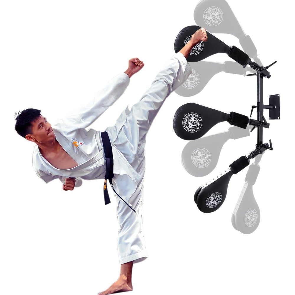 RISANXUN Wall Mounted Taekwondo Kick Pads, Taekwondo Training Kicking Targets Holder, 3 Kicking Targets for Teens and Adults, Martial Arts Training Equipment