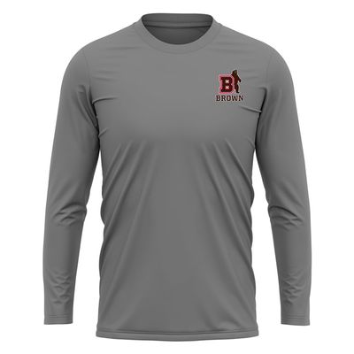 Campus Lab Brown University Adult Men's Sport Long Sleeve Left Chest Logo, Charcoal, Large