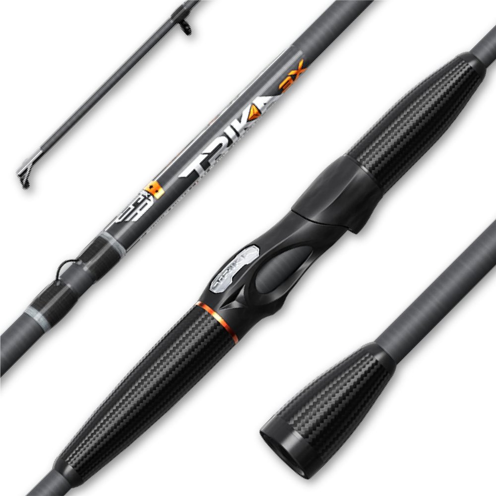 TRIKA 3X Spinning Carbon Rod 7' [ Medium Lite Power | Fast Action ] Carbon Weave Spinning Rod for Extra Sensitive Vibration | Longer Casting | Lightweight Freshwater Fishing Pole