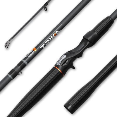 TRIKA 6X Carbon Rod 7'3" [ Heavy Power | Fast Action] Carbon Weave Casting Rod for 2X Extra Sensitive Vibration | Longer Casting | Ultra Lightweight Freshwater Fishing Pole