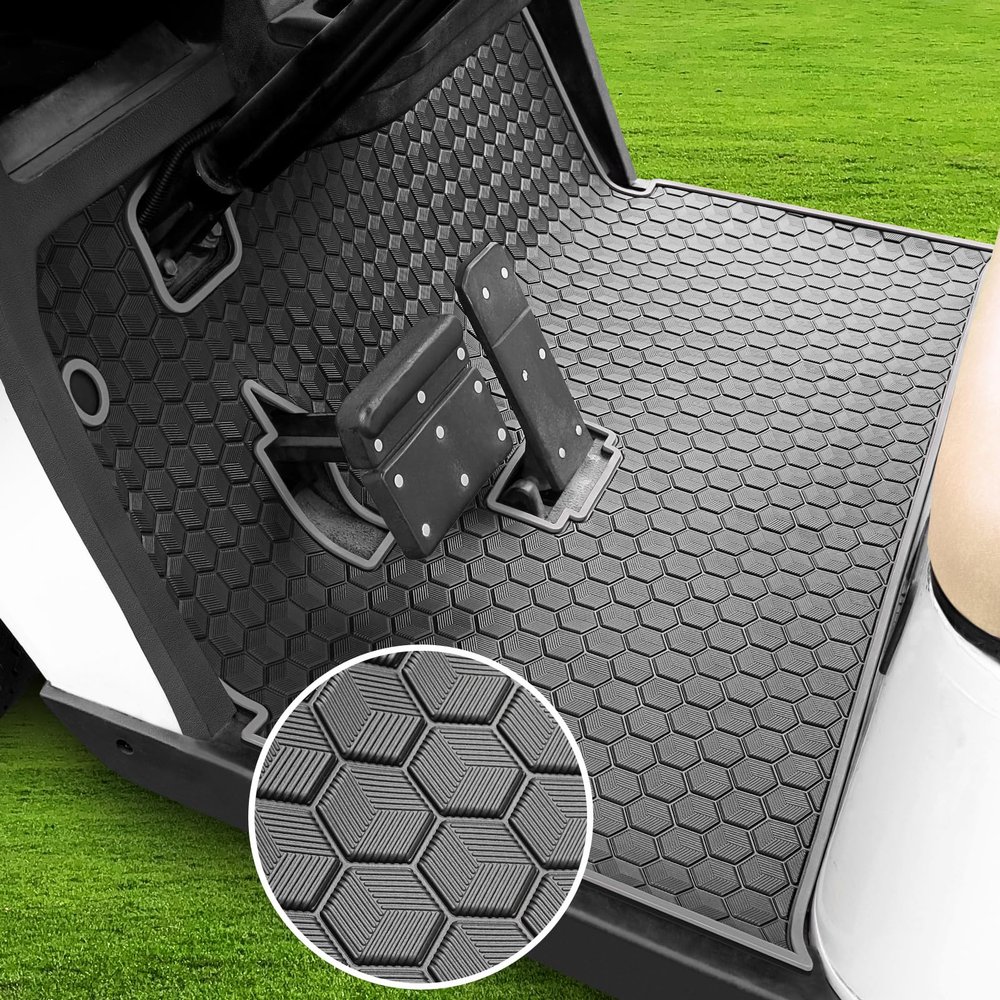 EZGO TXT Golf Cart Floor Mat, Upgraded Non-Slip Improved Full Coverage Liner Mats Unique with 8mm Thickness Rubber, Fits for EZGO TXT (1994+), EX1 (2020), Valor, Cushman Workhorse & Express S4