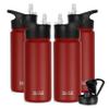 HASLE OUTFITTERS Insulated Water Bottle 16 oz Double Wall Vacuum Stainless Steel Water Bottle Leak Proof for School Wide Mouth with Straw Lid & Spout Lid Keeps Cold and Hot(Red,4pack) view 1