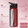 HASLE OUTFITTERS Insulated Water Bottle 16 oz Double Wall Vacuum Stainless Steel Water Bottle Leak Proof for School Wide Mouth with Straw Lid & Spout Lid Keeps Cold and Hot(Red,4pack) view 2