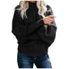 ZYXTIM Womens Turtleneck Chunky Knit Sweater Long Sleeve Pointelle Knitted Slouchy Warm Fall Pullover Jumper Tops Black view 3