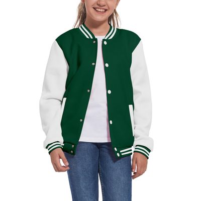 Mowbeat Kids Baseball Jacket Girls Bomber Jackets Boys Varsity Coats Top for Girl Sports Track Outerwear (Green, 9-10Years)
