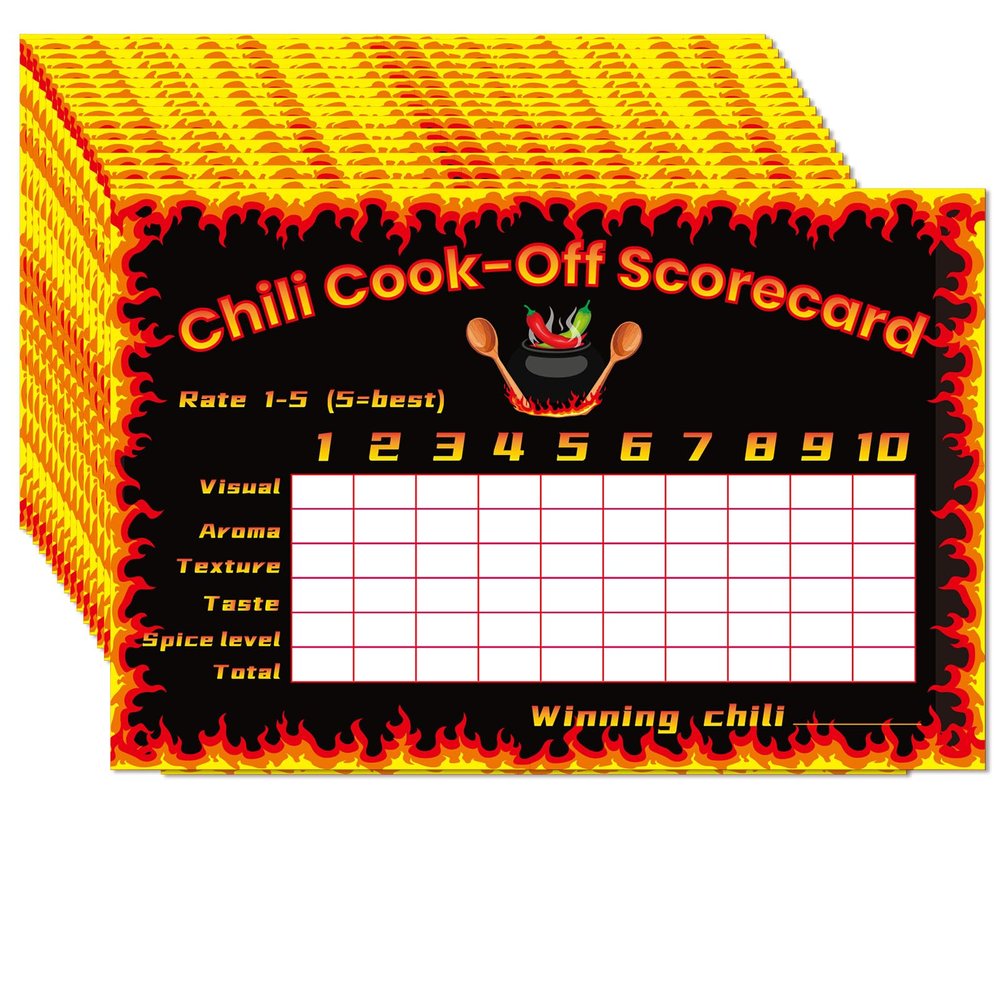 Tkifoda Chili Cook Off Scorecard, Score Sheets, Score Pads, Voting Cards for Chili Cook Off Competition (Chili Cook Off Scorecard)