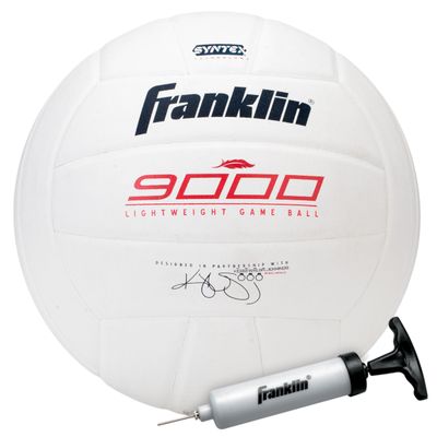 Franklin Sports Indoor Game Volleyball Lite - Kerri Walsh Jennings 9000 Lightweight Soft Youth Volleyball for Match Play - Kids Competition Game Volleyball with Soft Cover - Volleyball + Pump Set