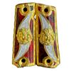 Grips for Colt 1911 Mexican Eagle Model with 24k Gold Plated and Red,White Resin Includes Screws view 1
