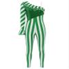 YOOJOO Womens Christmas Candy Cane Striped Long Sleeve Dance Unitard Jumpsuit Stage Performance Costume D2075Green X-Large view 3