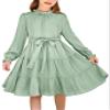 Arshiner Green Dress for Girls Long Sleeve Tween Spring Formal Wedding Midi Flowy Dresses 10-12 view 1