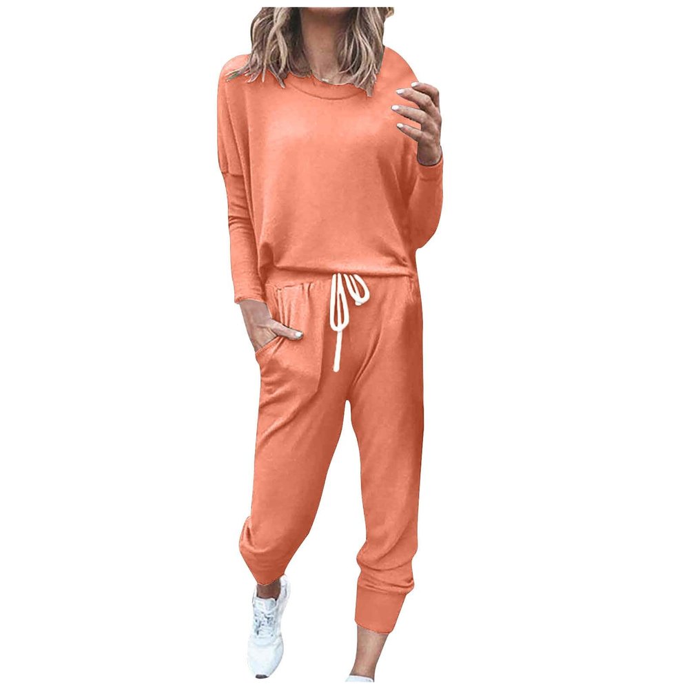 Women's 2023 Fall 2 Piece Outfits Sweatsuits Long Sleeve Pullover Crewneck Sweatshirts Fashion Fall Outfits Tracksuit