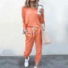 Women's 2023 Fall 2 Piece Outfits Sweatsuits Long Sleeve Pullover Crewneck Sweatshirts Fashion Fall Outfits Tracksuit view 2