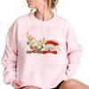 Santa Claus and Elk Embroidered Sweatshirt, Christmas Sweatshirt, Christmas Gift, Unisex, Beautifully Embroidered,Long Sleeve Crew Neck Sweatshirt (X-Large, Light Pink) view 1