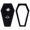 DELORIGIN Halloween Theme Jewelry Box Velvet Coffin Ring Box with Sponge Inside for Gothic Wedding Ceremony Gothic Jewelry Organizer Decorations (Black) (2/ Ring Box) view 1