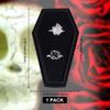DELORIGIN Halloween Theme Jewelry Box Velvet Coffin Ring Box with Sponge Inside for Gothic Wedding Ceremony Gothic Jewelry Organizer Decorations (Black) (2/ Ring Box) view 2