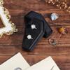 DELORIGIN Halloween Theme Jewelry Box Velvet Coffin Ring Box with Sponge Inside for Gothic Wedding Ceremony Gothic Jewelry Organizer Decorations (Black) (2/ Ring Box) view 3