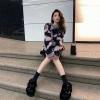 Striped Contrasting Mohair Sweater Women's Pullover Loose Casul Long Sleeve Top Y2K Autumn Winter Purple S view 3