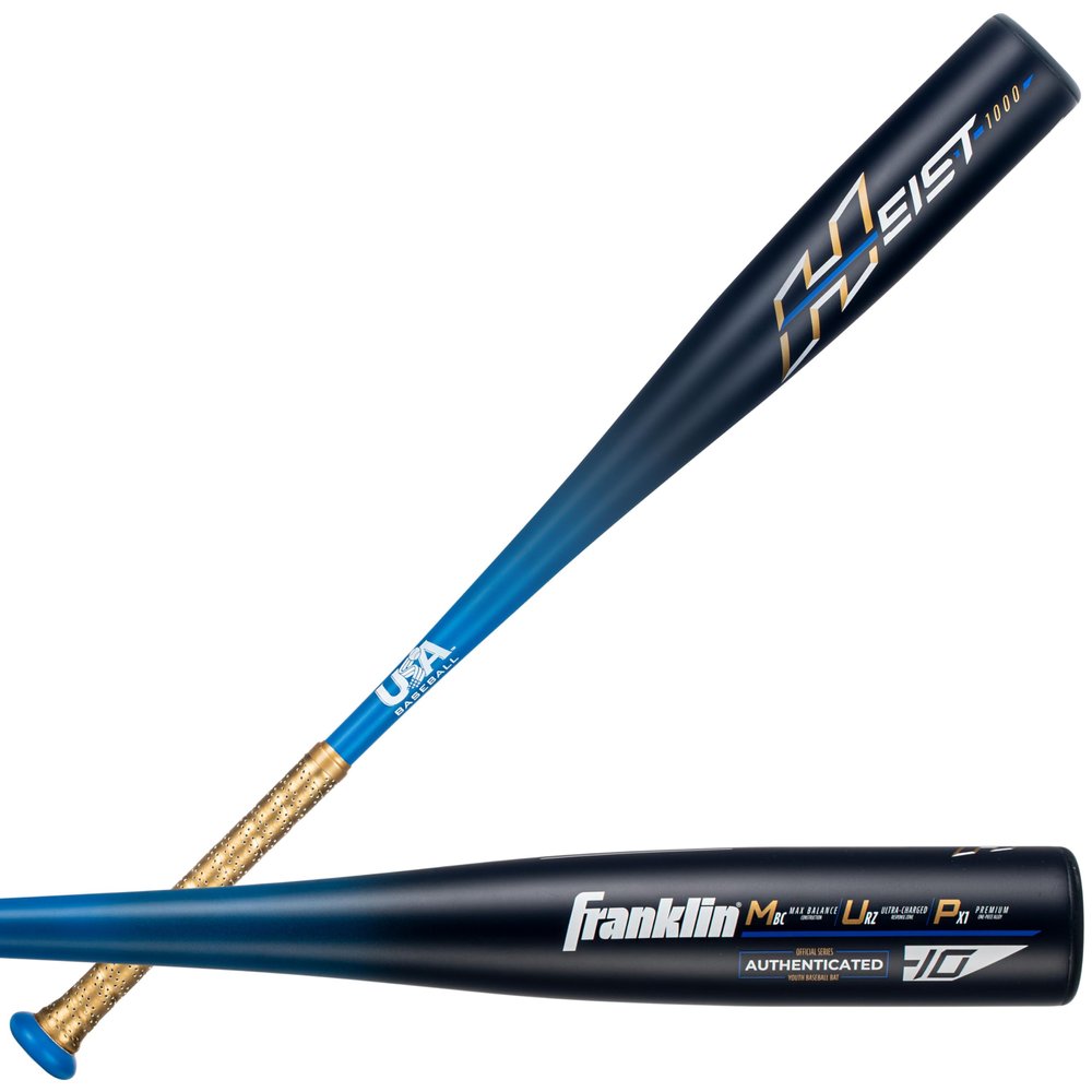 Franklin Sports Metal Youth Baseball Bat - Heist Kids Bats for Ages 8-12 - 2 5/8" Inch Big Barrel - Youth Drop -10 Aluminum Bats - USA Baseball Approved - 28" Inch / 18oz. - Royal 1000