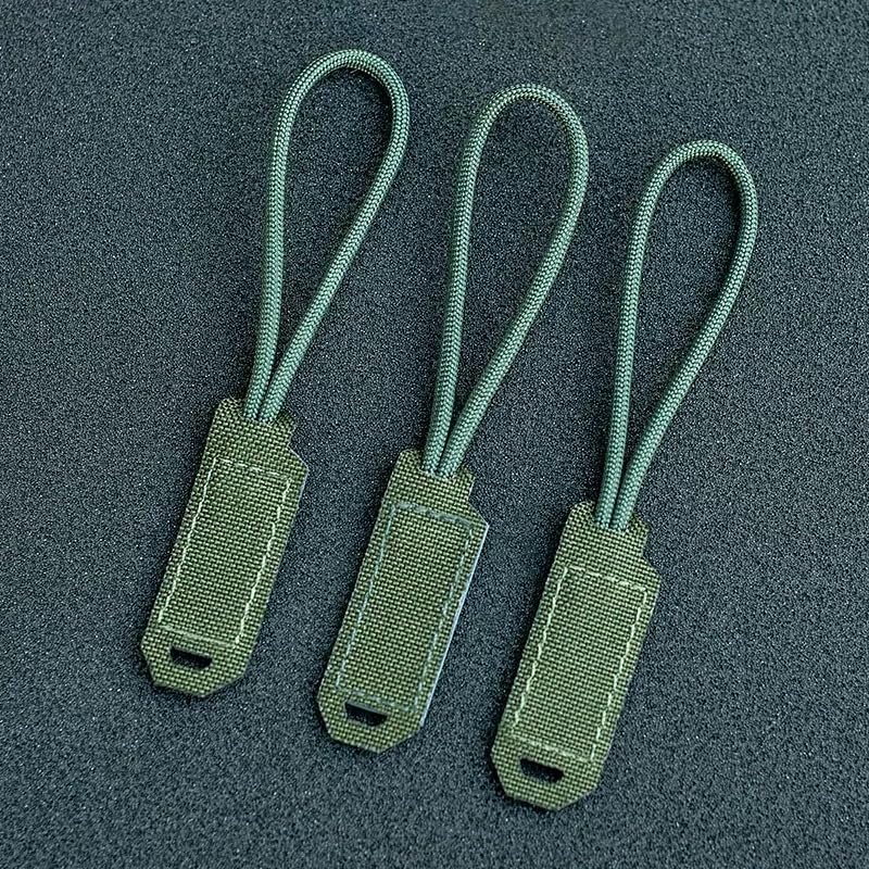 3pcs Zipper Pull, Backpack Rigging Pulls Replacement Accessories, 1000D Nylon MOLLE Gear Tactical Anti-snap Buckle - SilencingLoss Prevention of Items (Color : GR)