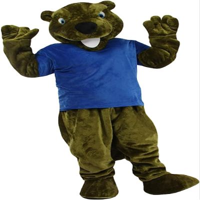 Brown Beaver Mascot Costume Adult Size for Men & Women with Built-in Fan Inside the Head