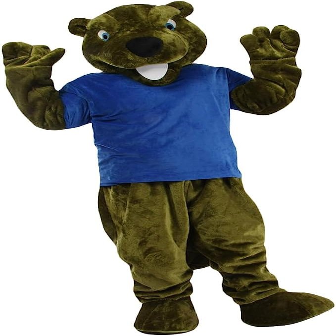 Brown Beaver Mascot Costume Adult Size for Men & Women with Built-in Fan Inside the Head