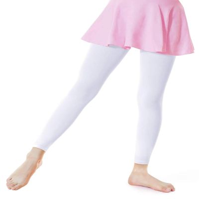 Daydance White Toddler Girl's Footless Tights for School, Dance, Ballet, Gymnastics 90D