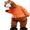 Eamior Brown Beaver with Long Sleeve Orange Shirt Mascot Costume Adult Size for Men & Women with Built-in Fan Inside the Head view 2
