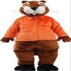 Eamior Brown Beaver with Long Sleeve Orange Shirt Mascot Costume Adult Size for Men & Women with Built-in Fan Inside the Head view 1