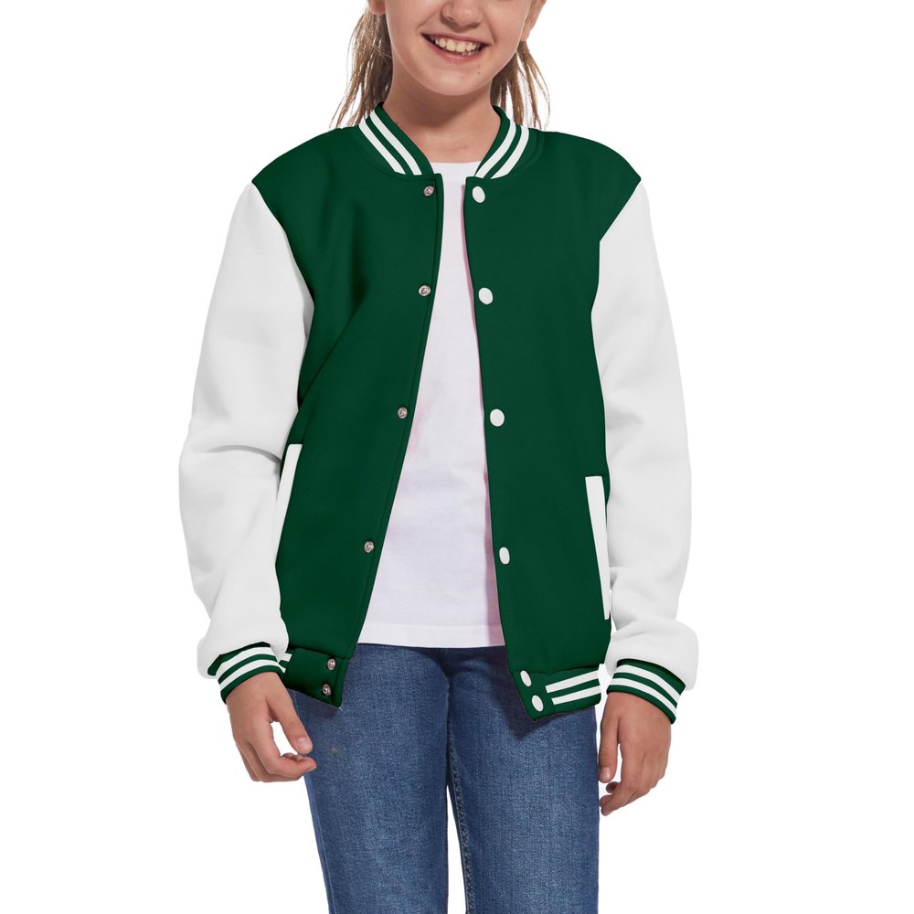 Mowbeat Kids Baseball Jacket Girls Bomber Jackets Boys Varsity Coats Top for Girl Sports Track Outerwear (Green, 11-12Years)