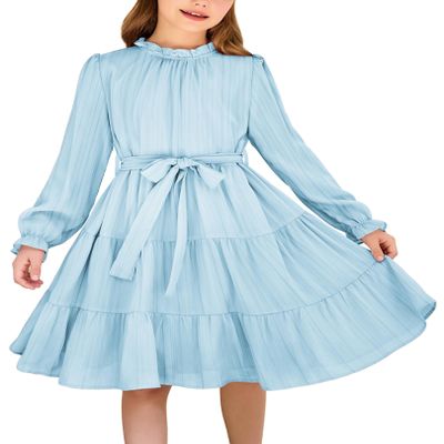 Arshiner Spring Dresses for Girls Long Sleeve Tween Summer Fancy Wedding Dresses Blue Size 10-12