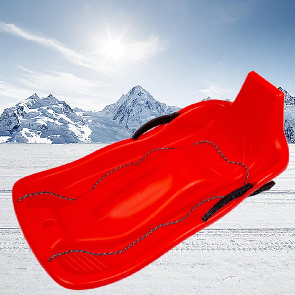 Children's Sledges, Winter Tandem Sledges, Sledges with Brakes and Pull Ropes, Plastic High Back Sledges