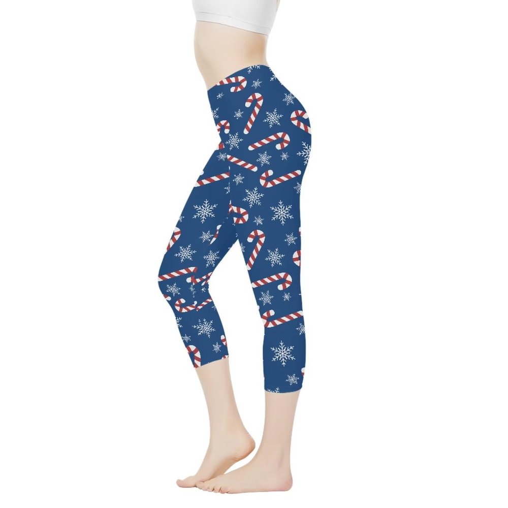 ZPINXIGN Navy Blue Women's Gym Workout Leggings - High Waisted Christmas Leggings, Holiday Yoga Pants with Tummy Control
