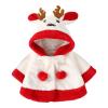 Baby Boy's Girl's Winter Cape Coat Hooded Cartoon Reindeer Round Neck Thick Buttons Warm Jacket (White, 6-12 Months) view 1