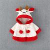 Baby Boy's Girl's Winter Cape Coat Hooded Cartoon Reindeer Round Neck Thick Buttons Warm Jacket (White, 6-12 Months) view 2